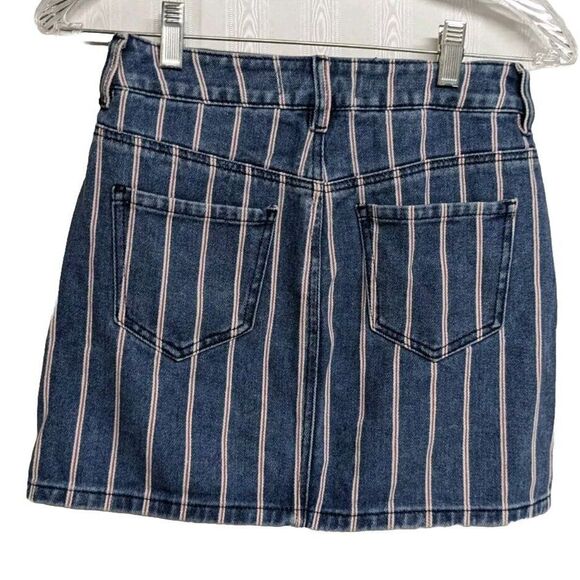 Pacsun Los Angeles Skirt Women Size 23 Mini Striped Pinstripe Red White & Blue - Picture 3 of 8